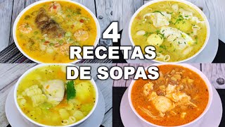 4 SOPAS DELICIOSAS Y FÁCILES DE PREPARAR  Cocina Peruana  Sabroso [upl. by Nylesaj]