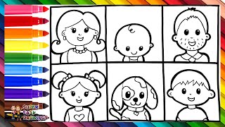 Drawing And Coloring A Family 👩👨👧👦🐶🌈 Drawings For Kids [upl. by Clementine]