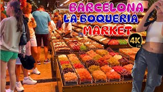 La Boqueria Market Spains Most Famous Market in Barcelona Walkthrough 4k travel spain market [upl. by Dow]