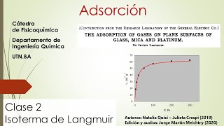 Clase nº 7  2 Adsorción isoterma de Langmuir [upl. by Aura]