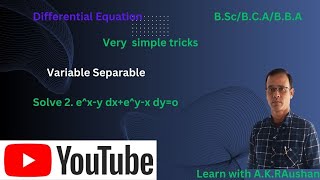 Variable Separable  differential equation  bca maths  viralvideo  education AKRaushan [upl. by Rodenhouse163]