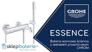 ESSENCE Bateria wannowa ścienna z zestawem prysznicowym Chrom GROHE 33628001  SklepBateriepl [upl. by Ybbil]