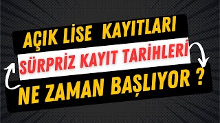 Açık Lise Yeni Kayıt İşlemleri Başlıyor [upl. by Noam]