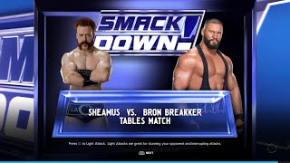 WWE 2K24 Sheamus VS Bron Breakker TABELES MATCH SMACKDOWN [upl. by Anaibib]