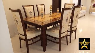 Dining table design top 50  wooden dining and six chairs glass top  marble top [upl. by Okwu]