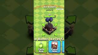 AIR BOMBS LEVEL 0 TO MAX LEVEL  CLASH OF CLANS [upl. by Nylzor]