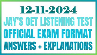 OET LISTENING TEST 12112024 oet oetexam oetnursing oetlisteningtest [upl. by Cariotta372]