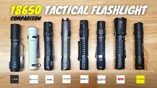 18650 Tactical Flashlight Comparison ACEBEAM OLIGHT KLARUS FENIX SOFIRN WURKKOS THRUNITE [upl. by Enelhtac]