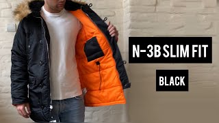 Аляска Alpha Industries N3B Slim Fit черная  ОБЗОР ОТЗЫВ ОРИГИНАЛ [upl. by Mairym]