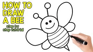 How to Draw a Bee Step by Step Drawing Tutorial [upl. by Mazman]