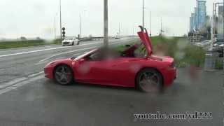 458 Spider  Owner hurries to put roof up during rain cloud [upl. by Karame]