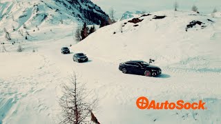 Safe Winter Driving with AutoSock Textile Snow Chains Commercial 2023 [upl. by Hanafee]