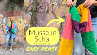 EASYPEASY ✂️ Schal aus Musselin nähen Nähen für Anfänger kostenlose Anleitung [upl. by Amsirahc]