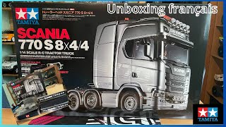 Unboxing francais New camion rc Tamiya 114 scania 770S 8X44 [upl. by Rosalie]