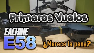 👍Eachine E58 👍Unboxing y primeros vuelos como volar y explicación botones mando [upl. by Euqinor]