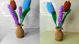 How to crochet a Vase for flower FULL tutorial crochet [upl. by Uv]