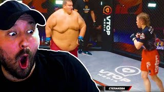 529 pound man FIGHTS a 115 pound woman  KingParmo Watches Reacts [upl. by Yrtnahc]