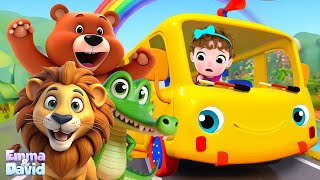 Wheels On The Bus Animals  More Nursery Rhymes amp Kids Songs  Emma amp David [upl. by Eatnad778]