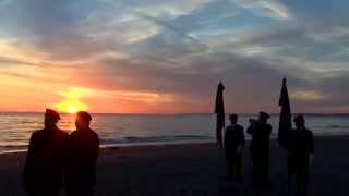 DDay Veterans greet dawn on Normandy beach [upl. by Yerac158]