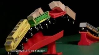 Thomas the Tank Engine  8 and 10 car trains jump the bridge in Slow Motion [upl. by Enidanreb196]