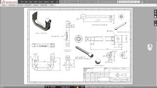 721 SolidWorks 2018  CClamp Drawing ซีแคลมป์ [upl. by Mikah]