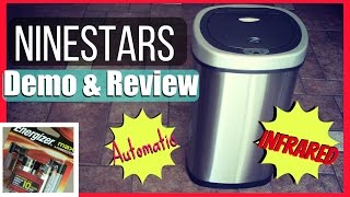 NINESTARS Automatic Infrared Trash Can  Stainless Steel  Demo  Review [upl. by Derman]