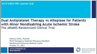 Dual Antiplatelet Therapy vs Alteplase for Patients with Minor Nondisabling Acute Ischemic Stroke [upl. by Euqinay122]