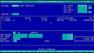 RELY Purchase Return GST Transaction [upl. by Nad]