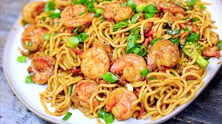 LAZY GIRL Shrimp amp Veggie Stir Fry Noodles  Easy Stir Fry Recipe [upl. by Jb]