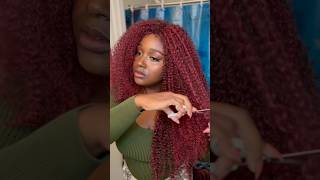 Curly Red Crochet Wig 🍂❄️ [upl. by Einehpets]