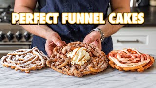 Perfect Homemade Theme Park Funnel Cakes 3 Ways [upl. by Denbrook]