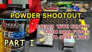 Powder Shootout Part I Testing CFE223 with Hornady 52BTHP Shooting 3000 to 3200 ftsec [upl. by Ecirtemed972]