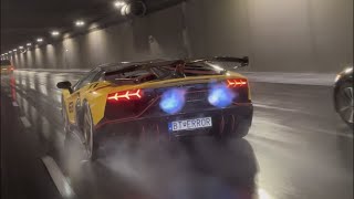 GINTANI Aventador SVJ Spitting Flames  Tunnel Run in Warsaw [upl. by Sidoon]