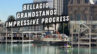 Unbelievable Transformation F1 Grandstands Rise from Bellagio Fountains Las Vegas Strip [upl. by Rillis509]