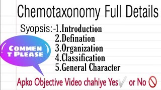 Chemotaxonomy Full Details Tyes of Chemotaxonomy Notes [upl. by Tniassuot]