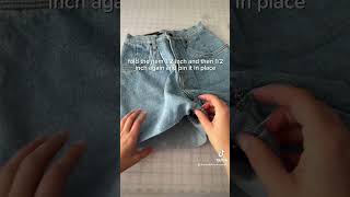 how to hem jeans 🪡sewing diy upcycle [upl. by Ramahs277]