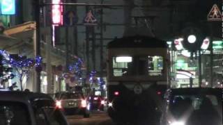 福井鉄道 200形 イルミネーションの福井駅前を行く その１ [upl. by Essa]