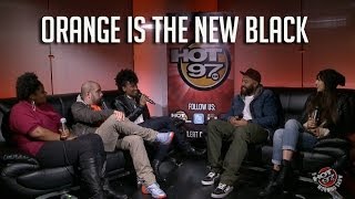 Cast of quotOrange is the New Blackquot Flaca Black Cindy amp Janae talk to Hot97 AM Show [upl. by Secundas]