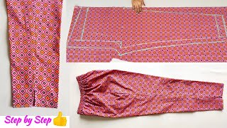 Step by Step Pant Trouser Cutting and stitching  Very Easy Pant Trouser Cutting and stitching [upl. by Ellezig]