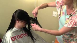 How to do a Vcut  V cut layering on womens hair [upl. by Bunting]