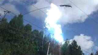 Stick Thrown On Powerlines Causing Short Circuit [upl. by Okika]