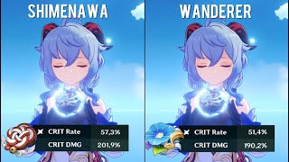 Ganyu Shimenawas Reminiscence vs Wanderers Troupe  Damage Comparison  Genshin Impact [upl. by Attezi]