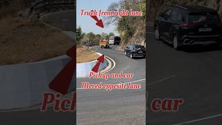 Truck in right lane pickup and car moved to opposite lane then leyland truck back to its lane lorry [upl. by Daloris]