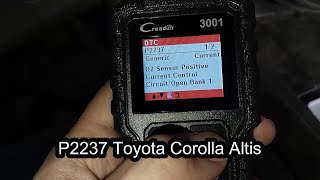 เครื่องสแกน ตัวลบโค้ด OBD2 รถยนต์ ตัวอย่างใช้กับ Toyota Altis 2008  รหัส CODE P2237 O2 Sensor เสีย [upl. by Hwu]