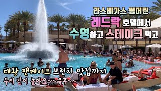 라스베가스 호텔 수영장에서 놀고 스테이크도 먹고 브런치 맛집까지 Red rock hotel pool hearthstone hash house a go go las vegas [upl. by Nahtnaoj]