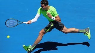 Benjamin Becker v Milos Raonic highlights 3R  Australian Open 2015 [upl. by Eduj]