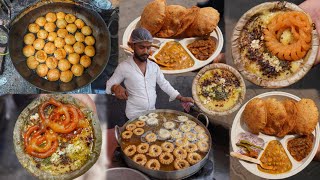 Moradabadi Dal Jalebi Desi Ghee Aloo Puri Imarti At Prem Sweets  Moradabad Street Food [upl. by Riek]