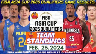 TEAM STANDINGS amp GAME RESULTS FIBA ASIA CUP 2025 QUALIFIERS WINDOW 1 FEBRUARY 252024Go GongTv [upl. by Epillihp]