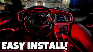 THE BEST INTERIOR LIGHTS HOW TO INSTALL THE EL WIRE INTERIOR LIGHTS ON THE DODGE CHARGER [upl. by Ailam]