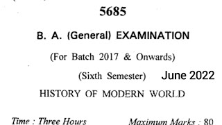 history question paper june 2022 ba 6th sem [upl. by Brit449]